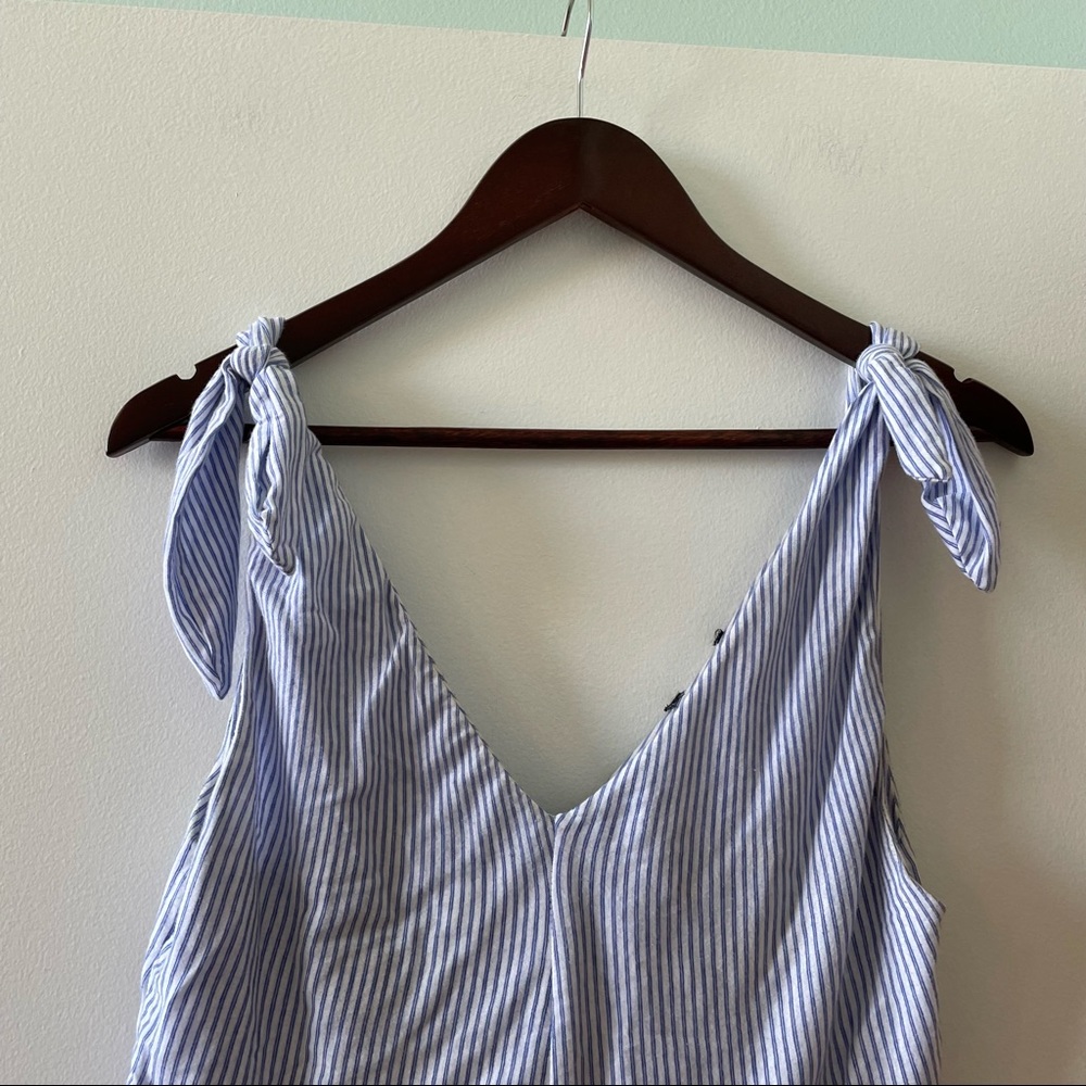 Zara nautical blue + white striped bodysuit onesie with tie shoulder straps